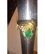 Vintage/New14K Yellow Gold 50pt. Emerald with 19pts.accent diamonds Size 6 - $500.00