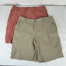 Lot Of 2 Women&#39;s 14 Duluth Trading Dry on the Fly 9&quot; Shorts Khaki &amp; Salm... - $58.40