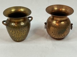 Copper &amp; Brass Hammered Mini Kettles Made In Chile Handle Loops Hanging ... - £29.85 GBP