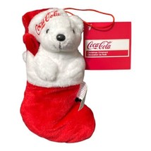 Kurt Adler Coca Cola Polar Bear Plush Stocking Christmas Ornament 7&quot; New - £10.17 GBP