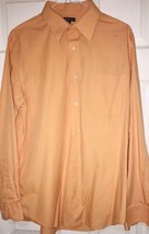 Croft barrow Mens Dress Shirt Long Sleeve Peach Size M 15 1/2-16  Sleeve 34/35 - £15.02 GBP