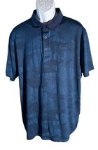 UNDER ARMOUR Men&#39;s Short Sleeve Button Down Blue Camouflage Polo Shirt XXL - £12.36 GBP