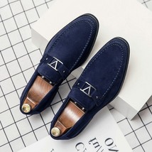 New Men&#39;s High-quality Navy  Suede  Decoration Low-heel Comfortable Fashion Casu - £66.18 GBP