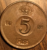1962 Sweden 5 Ore Coin - £1.48 GBP