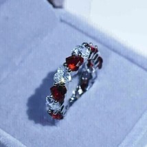 14k White Gold Over 3.60Ct Heart Simulated Garnet Full Eternity Engagement  Ring - £72.44 GBP