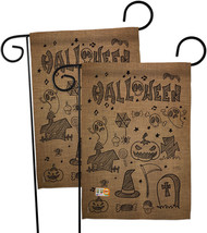 Halloween Doodles Garden Flags Pack 13 X18.5 Double-Sided House Banner - £23.15 GBP