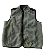 Mickey Mouse Vest Disney Store Women XL Fleece Gray Black Quilt Embroide... - $14.80