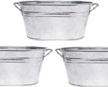 Hosley 3 Pack Of 8-Inch (Handle To Handle) Galvanized Oval Planters Are ... - $38.93