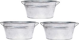 Hosley 3 Pack Of 8-Inch (Handle To Handle) Galvanized Oval Planters Are Perfect - $38.92