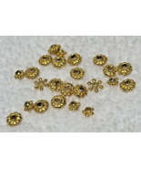 24 Vintage Gold Plated Spacer Beads Smallest 1/8 ish to 5/16 x 1/8 Flowe... - $8.42