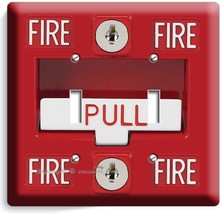 Fire Alarm Pull Down Double Light Switch Wall Plate Cover Man Cave Garage Decor - £10.95 GBP