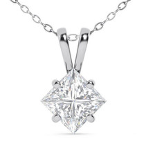 Natural Princess Diamond 1 Carat Solitaire Pendant Treated 14K White Gold D SI1 - £1,490.79 GBP