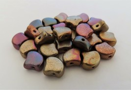 An item in the Crafts category: 20 7.5 x 7.5 mm Czech Glass Matubo Ginkgo Leaf Beads: Matte - Metal. Bronze Iris