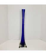 SINGLE FLOWER Cobalt Blue Glass Handblown Vase  - Tall Thin Vase 15 1/2&quot; - £34.34 GBP