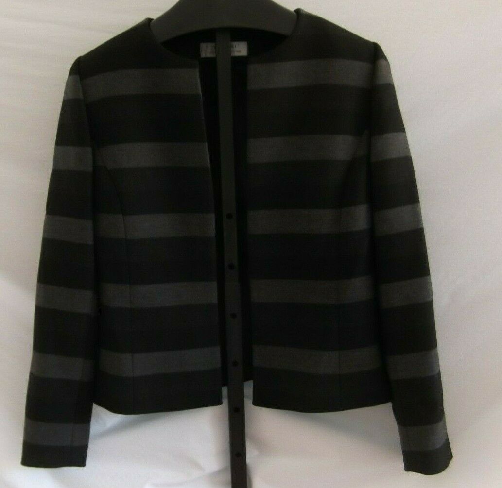 Primary image for Tahari Arthur S Levine black Gray Striped Lined Blazer jacket Misses Size 8 Poly