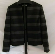 Tahari Arthur S Levine black Gray Striped Lined Blazer jacket Misses Size 8 Poly - £22.03 GBP