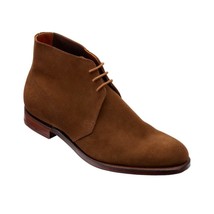 Men&#39;s Brown Color Chukka High Ankle Handmade Suede Leather Lace Up Boots US 7-16 - £126.01 GBP