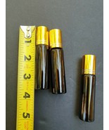 Essential Oil Amber Glass Roll on Roller Bottles 3m/5ml/10ml Empty Refil... - £9.70 GBP