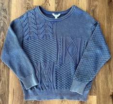 Time and Tru Mixed Stitch Sweater, Women&#39;s Size XL,(16-18) Heathered Blue NEW - £14.33 GBP