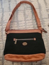BOC Born Concept Cross Body Purse Leather Crochet Black Brown Adjustable... - $19.39