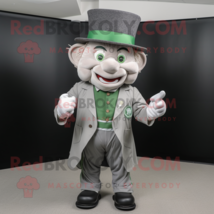 Gray Leprechaun mascot costume character dressed with a Dress Shirt and Lapel pi - $1,319.00