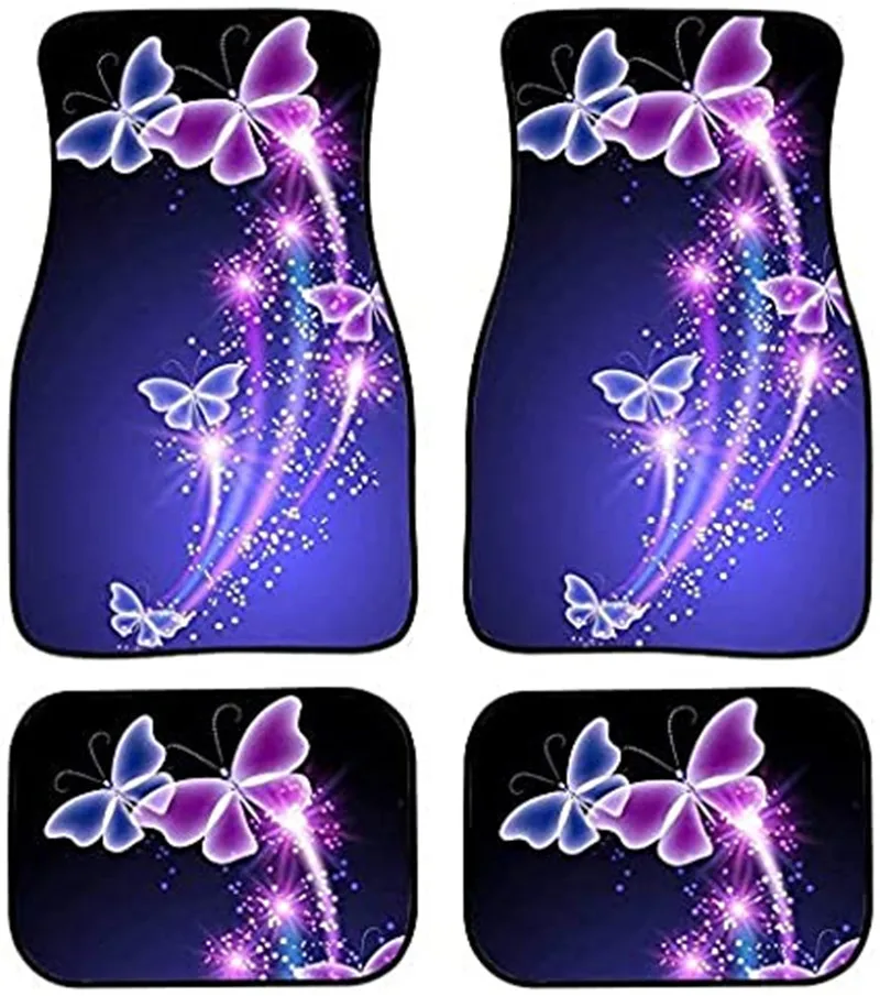 Purple Ice Silk Butterfly Printing Car Supplies Footpads Europe and America - £34.11 GBP