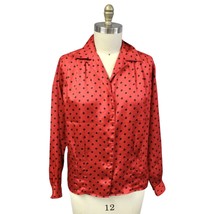 Oscar de la Renta Expressions Vintage 70’s 80’s Red Black Polka Dot Prin... - $42.77