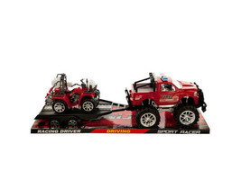 Case of 2 - Friction Powered Fire Rescue Trailer Truck with ATV - $87.39