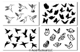Butterfly and Hummingbird Airbrush Stencils Craft Painting Large 14&quot;x9&quot; 4 PACK - £13.28 GBP