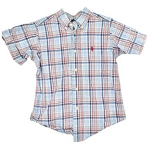 Ralph Lauren Shirt Kids 4T Plaid Button-Down Shirt Light Blue Red Cotton - $10.89