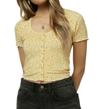 NWT O&#39;NEILL Payley Button-up Crop Top In Winter White/ Yellow Size XL - £9.32 GBP