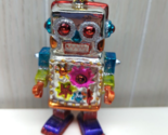 Silver multicolored  Retro Toy Robot Blown Glass Christmas Tree Ornament - $14.84