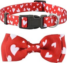 Red &amp; White Hearts Valentines Day Dog Collar L 16" - 26"  New - $4.99