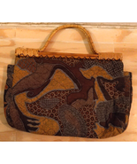 Philippine Quilted African Safari Knitting Bag 13x20 Double Bamboo Top H... - $36.74