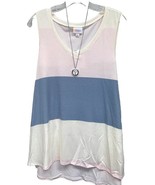 NWT LuLaRoe New Release Small White Blue Pink Wide Striped KRISTINA Tank - $34.64