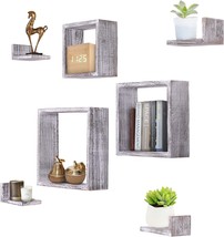 Comfify&#39;S Rustic Wall-Mounted Squareare-Shaped Floating Shelves Come In A Set Of - £36.34 GBP