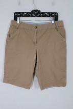 Lands End 10 Khaki Tan Brown Cotton Comfort Waist Long Chino Shorts - £14.03 GBP