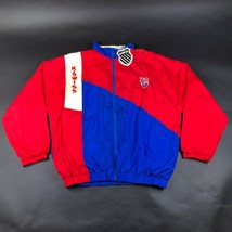 Vintage k Swiss Hombres XL Blanco Rojo Azul Nylon Chaqueta de Chándal Co... - $74.43