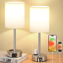 Touch Lamps For Bedrooms Set Of 2 White - 3 Way Dimmable Bedside Lamp With Usb C - £55.98 GBP