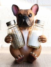 Adorable French Bulldog Puppy Dog Hugging Salt Pepper Shaker Holder Figurine - £18.79 GBP
