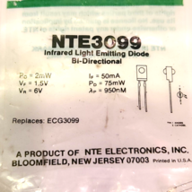 NTE Electronics NTE3099 Infrared Emitting Diode Bi-directional 2mw 950nm... - £1.74 GBP