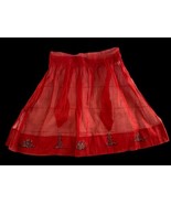 Vintage Apron Hostess Cocktail Cactus Western Theme Red Semi Sheer Chiff... - $24.01 CAD