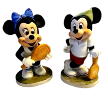 Walt Disney Mickey and Minnie Mouse Tennis Figurines Ceramic 4&quot; Pickleball - £29.20 GBP