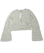 L Space Cardigan L White Crochet Open Knit Cropped Tie Front Boho Hippie... - $729.27 MXN