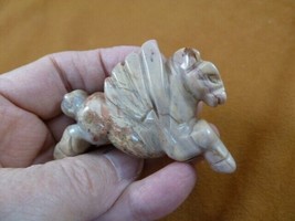 Y-PEG-RU-738 Tan jasper PEGASUS flying wings horse Figurine gemstone statue - $23.36