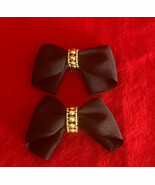 Vintage Ladies Ornate Black Shoe Clips Grosgrain Ribbon w Gold Accents 3... - €7,78 EUR