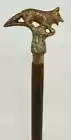 Antique Fox Handle Solid Brass Vintage Wooden Folding Cane Walking Stick - $50.64 CAD