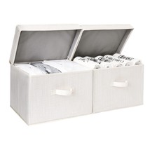 Decorative Storage Boxes, Storage Basket With Lid And Handles, Mixing Of Beige,  - £45.07 GBP