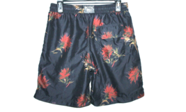 Spicy Tuna Men&#39;s Swim Trunks Black Floral Size S Small Back Pocket Stretchy - £14.47 GBP