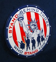I Stand Behind Military - Round Metal Tin Sign - Man Cave Garage Bar Wall Décor - £14.39 GBP